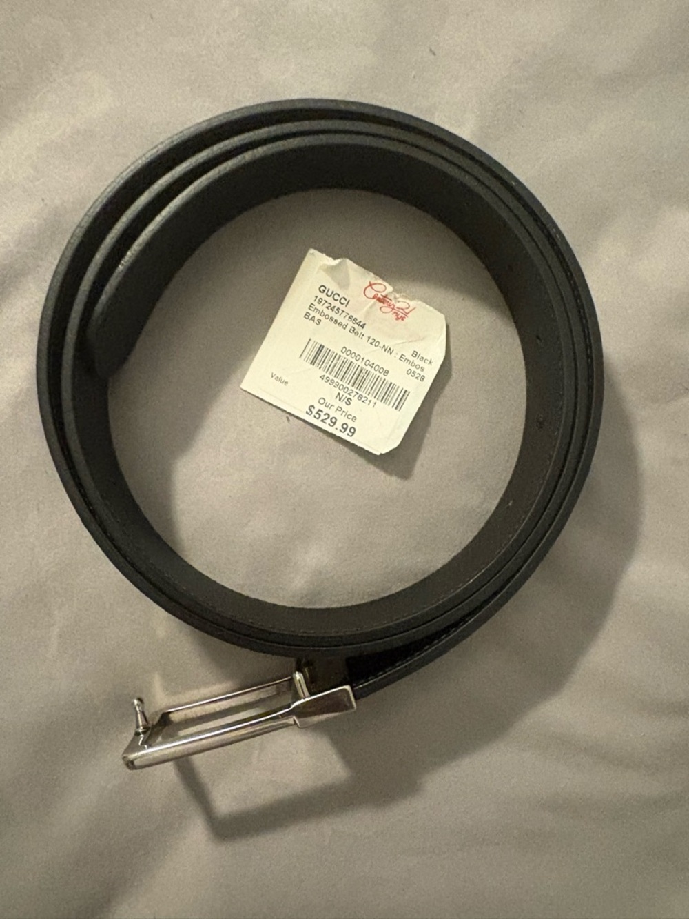 Gucci Black Embossed Leather Belt - Picture 3 of 8